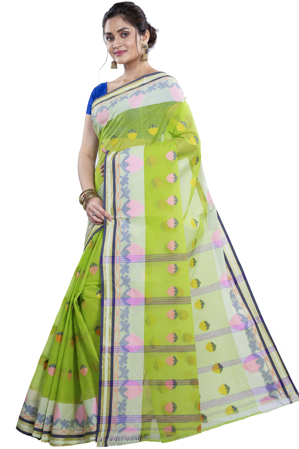 Green Pure Cotton PaddaPar Tant Saree (774)